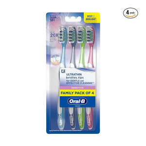Oral B Sensitive Ultrathin Manual Toothbrush For Adults Extra Soft (Multicolour, Pack Of 4)