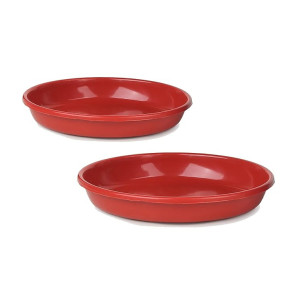Plants Bottom Plate, Drip Tray for Plants, Gamla, Terracotta Color| (10-inch, Red) Set of 2