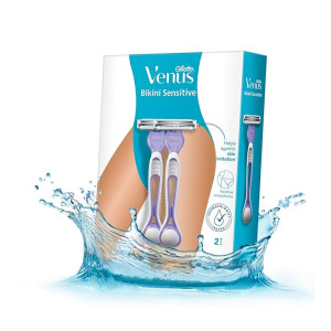 Gillette Venus Bikini Sensitive Hair Removal, 2 Women Razors |Intimate care| Derm Tested|No irritation [Apply 40 Off Coupon]
