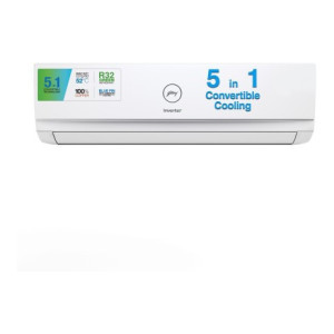 Godrej 5-In-1 Convertible Cooling 2023 Model 1.5 Ton 3 Star Split Inverter With Heavy Duty Cooling at Extreme Temperature AC - White  (AC 1.5T EI 18TINV3R32 WWD, Copper Condenser) [Pay Using ICICI CC No Cost EMI]