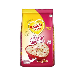 Saffola Oats with Apple 'n' Almonds, Fruit Flavoured Oats with High Fibre, Yummy Anytime Snack, 400g