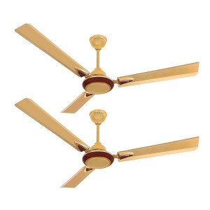 Longway Starlite-1 1200mm/48 inch High Speed Anti-dust Decorative 5 Star Rated Ceiling Fan 400 RPM with 3 Year Warranty (Golden Beige, Pack of 2)
