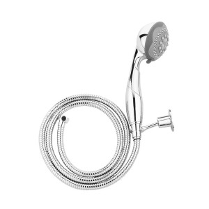Hindware F160047CP 5 Flow Hand Shower with 1.5 m CP Flexible Stainless Steel Tube with Hook (Shower) with Chrome Finish