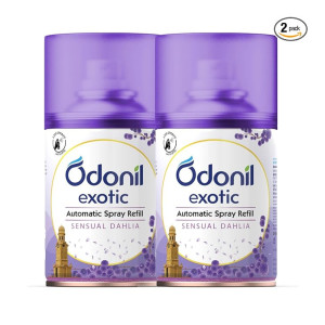 Odonil Exotic Automatic Spray Refill - 450ml (Pack of 2, 225mlx2) | Sensual Dahlia | 2x Long Lasting |Fits all Machines | 2200 Sprays Guaranteed | Lasts upto 60 days