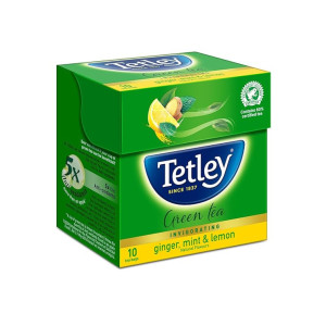 Tetley Green Tea Immune with added Vitamin C, Ginger, Mint & Lemon, 10 Tea Bags