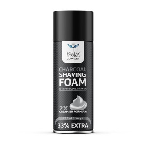 Bombay Shaving Company Charcoal Shaving Foam, 266 ml (33% extra) with Activated Charcoal & Moroccan Argan Oil