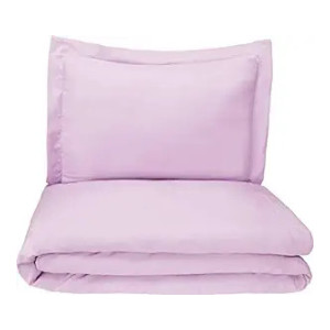 Amazon Basics Microfiber 2-Piece Duvet Cover Set - Single (66x90-inch), Frosted Lavender - with Pillow Cover