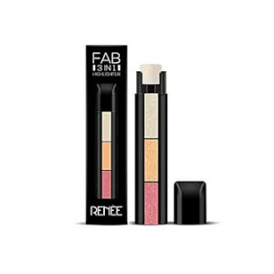 RENEE Fab 3 in 1 Highlighter 4.5gm | 3 Shades in 1 Stick | Enriched With Vitamin E | Long Lasting Pearl Finish| Non Oily & Non Sticky Formula