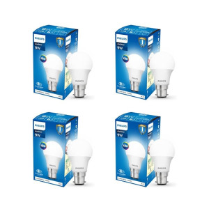 Philips Ace Saver 9 Watt LED Bulb, Base B22 (Cool Day Light), Pack of 4