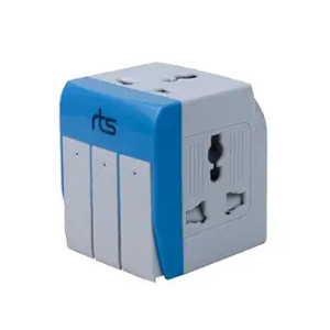 rts 3-in-1 Universal Travel Adapter Multi-Plug with Individual Switch Socket with Spike Buster Fuse Protected | multiplug Three pin Plug Socket |3 PIN 3 Way Plug for Home, Office Laptop Desktop Blue