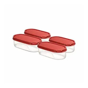 Pigeon StakBox 0.5 Litre (Set of 4) Storage for Kitchen - Ruby Red