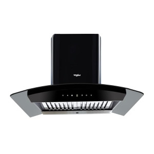 Whirlpool 90 cm 1100 m³/HR Auto-Clean Curved Glass Kitchen Chimney (CG 901 HAC HOOD, Baffle Filter, Touch Control, Black)