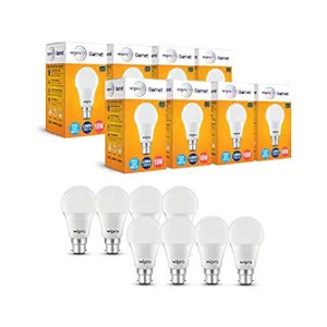 Wipro Garnet 10W LED Bulb for Home & Office |Cool Day White (6500K) | B22 Base|220 Degree Light Coverage |4Kv Surge Protection |400V High Voltage Protection |Energy Efficient | Pack of 8