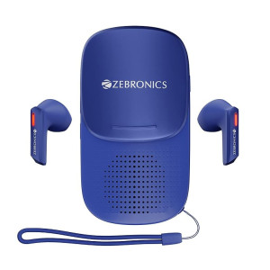 ZEBRONICS Sound Bomb X1 3-in-1 Wireless Bluetooth v5.0 In Ear Earbuds + Speaker Combo with 30 Hour Backup, Built-in LED Torch, Call Function, Voice Asst, Type C (Blue)