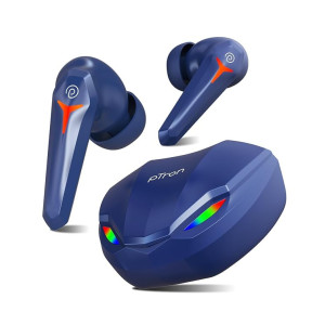 pTron Newly Launched Bassbuds Razer TWS Earbuds, 40ms Gaming Low Latency, TruTalk AI-ENC Calls, Deep Bass, 45Hrs Playtime, HD Mic, in-Ear Bluetooth 5.3 Headphones, Type-C Fast Charging & IPX5 (Blue)