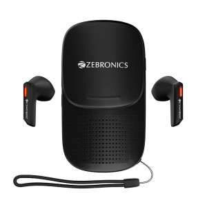 ZEBRONICS SoundBomb X1 3-in-1 Bluetooth v5.0 InEar Earbuds, Speaker Combo Black with 30 Hour Backup, Built-in LED Torch, Call Function, Voice Asst, Type C and Splash Proof Portable Design