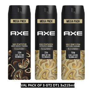 AXE Gold and Dark Temptation Deodorant Spray - For Men  (645 ml, Pack of 3)