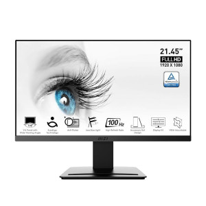 MSI Pro MP223 21.45 Inch Full HD Office LCD Monitor - 1920 X 1080, 100 Hz, Eye-Friendly Screen, Vesa Mountable, Display Kit Support, Tilt-Adjustable - Hdmi 1.4B, D-Sub (Vga)