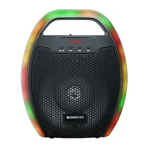 ZEBRONICS Sound Feast 60 Portable Wireless Speaker with 10W Output, Bluetooth v5.0, FM Radio, AUX, USB, mSD, TWS, 6.3mm Wired mic Support, Media + Volume Control, Carry Handle and RGB LED Lights