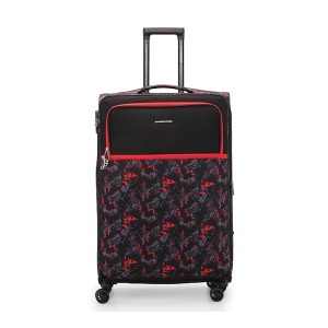 Nasher Miles Bristol Expander Soft-Sided Polyester Printed Luggage Bag Check-in Luggage Black Orange 28 inch |75cm Trolley Bag