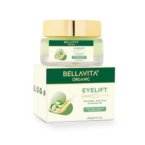 Bella Vita Organic EyeLift Hydrating Natural Under Eye Cream Gel for Dark Circles, Puffy Eyes, Wrinkles & Removal of Fine Lines for Women & Men, 20 gm