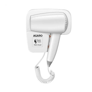 AGARO HD1417 Wall Mounted Hair Dryer 1400W, Electric Wall Mount Hair Dryer, Hotel, Bathroom, Household, Wall Hanging Dryer, White