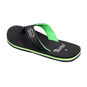 Tarshika Men's Regular Flip-Flops and House Wear Slippers(SLIPPER 02_BLACK&GREEN_8N) UK-8