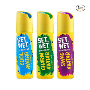 SET WET Deodorant Spray Perfume Cool, Charm & Swag Avatar for men, 150ml (Pack of 3)