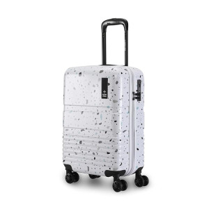 Nasher Miles Venice Hard-Sided Polycarbonate Cabin Luggage Terrazzo Printed Black 20 inch |55cm Trolley Bag
