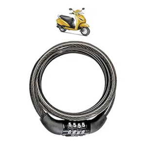 AdroitZ Universal Anti-Theft Bike Lock Stainless Steel Cable Coil/Bike Security Lock with 2 Key for Honda Activa 5G_(Black)