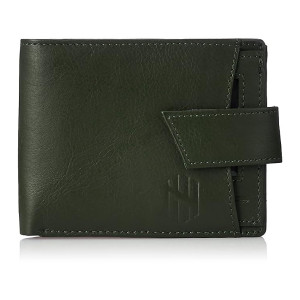 Nelle Harper Men's Leather Bifold Wallet, Dark Green, (NHMLWV004)