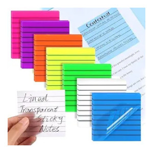 SHUTTLE ART Lined Sticky Note Pads, 50 Sheet Transparent Sticky Notes, Self Stick Lined Memos for School Office Supplies, Waterproof, Memo Pads Easy to Post, Colors Bright (Lined Green Sticky Notes)