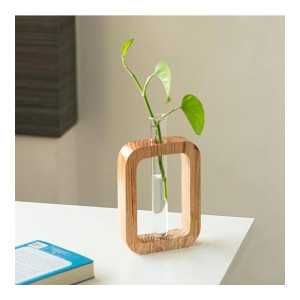 HS ART Wooden Table Flower Vase Decor Plant Holder for Home Office Living Room (1)