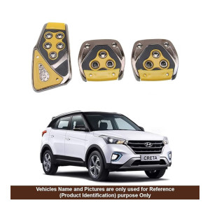 Oshotto 3 Pcs Non-Slip Manual CS-375 Car Pedals kit Pad Covers Set Compatible with Hyundai Creta (2015-2019) (Yellow)