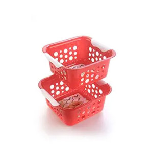 Nayasa Plastic Spotty No. 1 Fruit Basket Set, 2 Piece (Small, Red)