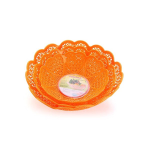 Nayasa Plastic Heart 3 Piece Fruit Basket Set (31 Cm X 31 Cm X 9.5 Cm, Orange)