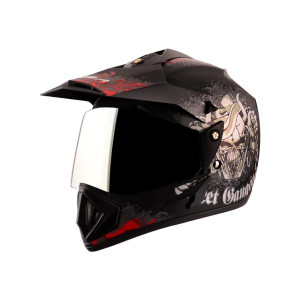 Vega Off Road Gangster Full Face Helmet Dull Black Red, Size: M(57-58 cm)