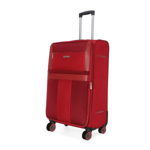 Nasher Miles Toledo Expander Soft-Sided Polyester Check-in Luggage Red 24 inch |65cm Trolley Bag