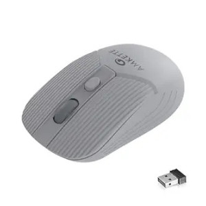 Amkette Hush Pro Acura 2.4 Ghz Silent Switch Wireless Mouse with Ergonomic Design, High Precision 3 DPI Settings, Smart Auto Sleep Function and Mouse On/Off Switch (Grey)