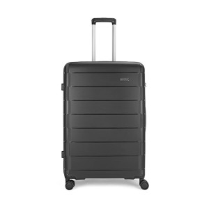 Aristocrat Jude 76 Cms Medium Check-in Polyester Hard Sided 8 Wheels 360 Degree Rotation Luggage- Suitcase, Black