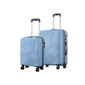 Safari Pentagon Plus TSA Lock, 8 Wheel, Hardside Small & Medium Size Cabin & Check-in Luggage Set of 2 Suitcase, Slate Blue Color 55cm & 66cm