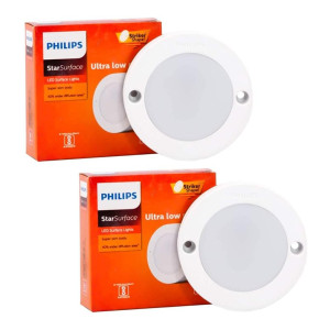 Philips 3W StarSurface Striker Cabinet Cool White Flush Mount Ceiling Lamp (Pack of 2)
