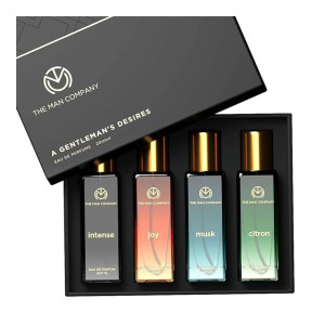 The Man Company Specially Curated Perfume Gift Set 4X20Ml - A Gentlemen's Desire | Premium Long-Lasting Fragrance| Citron For Travel| Intense For Office| Musk For Sports| Joy For Outing,80 Ml
