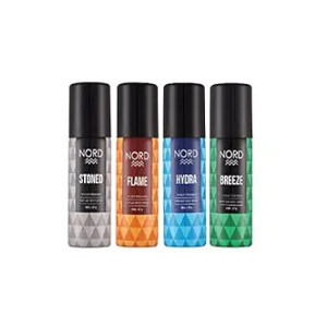 NORD Intense Deodorant sprey Travel Pack Gift Set for Men with Flame, Breeze, Hydra and Stoned Mini Deodorants for Men, Pack of 4 (40ml each) | Gift for Men