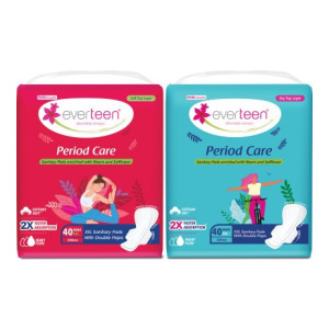 everteen Period Care XXL 40 Soft & 40 Dry Enriched With Neem and Safflower Sanitary Pad  (Pack of 80)