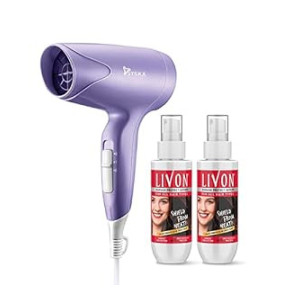 Livon Damage Protect Serum For Women & Men, Protection Up To 250°C & 2X Less Hair Breakage, 100 ml (Pack of 2) With Syska Hair Dryer [Apply 10% coupon]