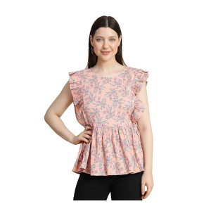 KERI PERRY Women's Polyester Western Top(Peach)