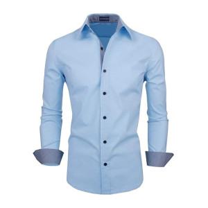 Zombom Men's Solid Cotton Blend Regular Fit Full Sleeve Casual Shirt
