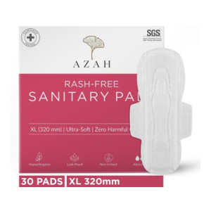 AZAH Rash-Free Clinically Tested | Super Saver Pack | Heavy & Overnight Flow Size-XL Sanitary Pad  (Pack of 30)