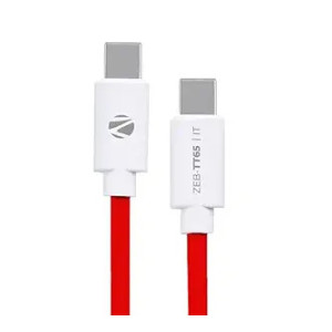 ZEBRONICS TT65 Type C charging cable, PD 65W max, for Laptop | Smartphone | Tablet, 3.25A max, Rapid charge support, 1 meter length, Data transfer, 15000+ bends tested(Red+White)